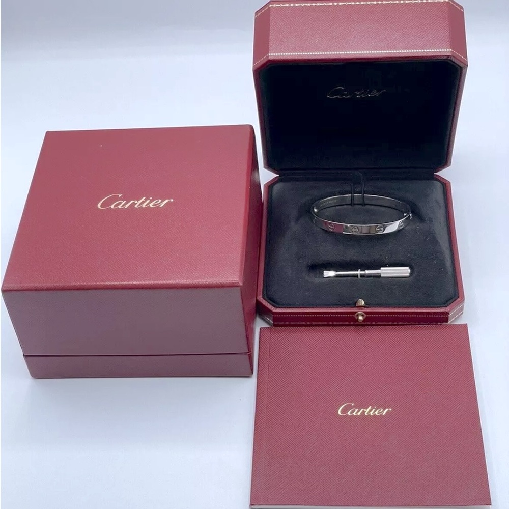NEW Cartier LOVE Bracelet Classic Size in White Gold